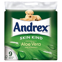 Andrex Skin Kind Toilet Tissue with Aloe Vera & Vitamin E 9 Per Pack