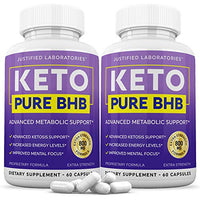 Keto Pure BHB Pills Advanced BHB Ketogenic Supplement Real Exogenous Ketones Ketosis for Men Women 60 Capsules 2 Bottles