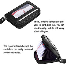 Load image into Gallery viewer, MaxGear Leather Credit Card Holder Credit Card Wallet with Zipper Genuine Leather Credit Card Protector RFID Small Zip Around Wallet Black
