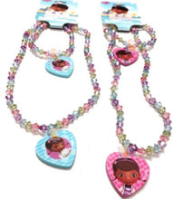 Load image into Gallery viewer, Disney Doc Mc Stuffins Girls Heart Charm Necklace And Bracelet Set   Assorted Styles (1 Set)

