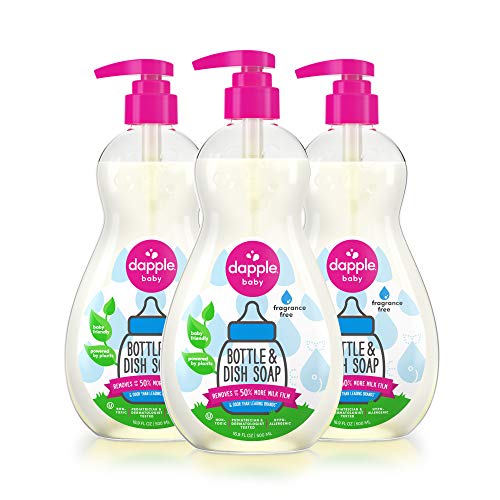 Dapple Baby, Bottle and Dish Soap Dish Liquid Plant Based Hypoallergenic 1 Pump Included, Packaging May Vary, Fragrance Free, 50.7 Fl Oz, (Pack of 3)