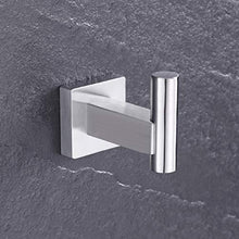 Load image into Gallery viewer, KES SUS 304 Stainless Steel Coat Hook Single Towel/Robe Clothes Hook for Bath Kitchen Garage Heavy Duty Contemporary Square Style Wall Mounted, Brushed Finish, A2260-2
