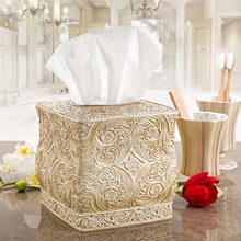 Load image into Gallery viewer, Creative Scents Square Tissue Box Cover  Decorative Bathroom Tissue Holder is Finished in Beautiful Victoria Collection for Cute Elegant Bathroom Decor (Beige)

