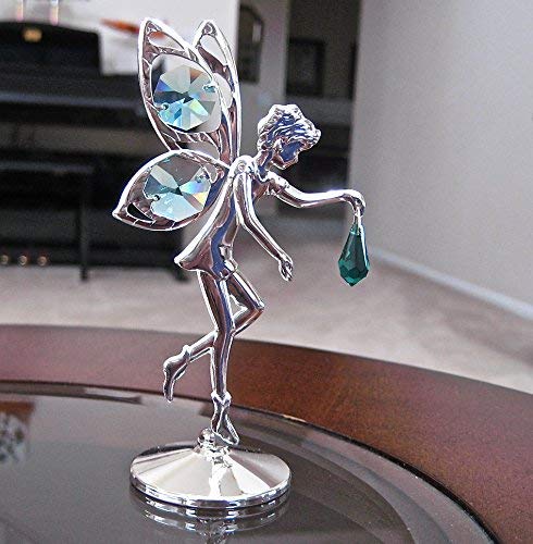 Swarovski Prism Fairy Figurine Ornament, Antique Green Silver Plated