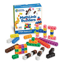 Load image into Gallery viewer, Learning Resources STEM Explorers MathLink Builders - 100 Pieces, Ages 5+ Kindergarten STEM Activities, Math Activity Set and Games for Kids, Mathlink Cubes Activity Set
