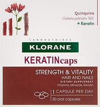 Load image into Gallery viewer, Klorane KERATINcaps Dietary Supplements with Biotin, Quinine, B Vitamins, for Thicker, Healthier Hair &amp; Nails, Caffeine-Free, 60 day supply
