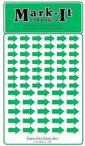 Removable Mark-it Brand Arrows for maps, Reports or Projects, Two Sizes per Sheet - Green