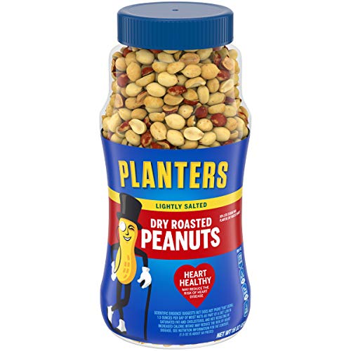 PLANTERS Lightly Salted Dry Roasted Peanuts, 16 oz. Resealable Jars (Pack of 2) - Peanut Snack - Great Movie Snack, Active Lifestyle Snack and Party Size Snack - Kosher Peanuts