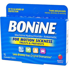 Load image into Gallery viewer, Bonine Raspberry Chewable Tablets for Motion Sickness, 16 (2 Pack), 16 Count (Pack of 2)
