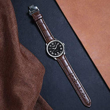 Load image into Gallery viewer, iStrap Leather Watch band -Alligator Grain Embossed Pattern Calfskin Replacement Strap-Stainless Steel Deployment Buckle with Push Buttons-Bracelet for Men Women-18mm 19mm 20mm 21mm 22mm 24mm
