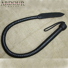 Load image into Gallery viewer, Ardour Crafts 3 Feet Long 16 Plait Genuine Leather Bull Whip Heavy Duty Bullwhip Black
