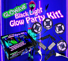 Load image into Gallery viewer, Black Lights for Glow Party! 115W Blacklight LED Strip kit. 4 UV Lights to Surround Your neon Party. Ultraviolet Lighting for Big Rooms. Easy Set up! Glow in The Dark Party Supplies. Halloween Decor.
