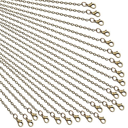 TecUnite 24 Pack Bronze Link Cable Chain Necklace DIY Chain Necklaces (20 Inch)