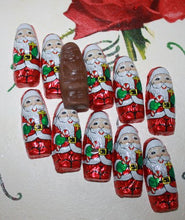Load image into Gallery viewer, Christmas Chocolate Santas Wrapped In Colorful Italian Foil Designs - 1 Pound of Thompson Premium Milk Chocolate
