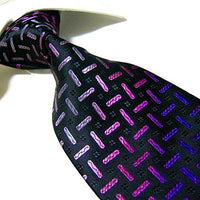 Extra Long Fashion Tie Black/Pink/Purple XL Men's Woven Necktie