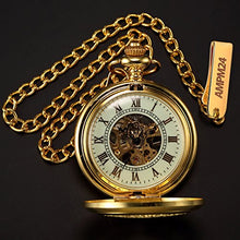 Load image into Gallery viewer, AMPM24 Luxury Golden Luminous Men&#39;s Mechanical Pocket Watch + Chain Gift WPK020
